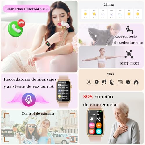 2026 Women Smart Watch with ECG/HRV/IMC, 1.57" HD Touch Screen Square Small Smartwatch with 24H Heart Rate/Blood Pressure/SPO2/Bluetooth Calls/Female Function for Android/iOS