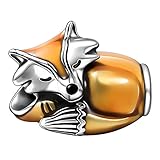 SOUFEEL Yellow Fox Charm 925 Sterling Silver Charms Animal Beads for European Bracelets Necklaces