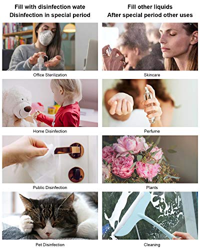 Empty Amber Plastic Spray Bottle for Water Essential Oils Perfumes with Fine Mist Nozzle&Dust Cap,Free 1 Dropper 1 Funnel 4 Sprinkler and 4 Sticker,Easy to Carry,2 PCS 1.7oz/50ml+2 PCS 3.4oz/100ml