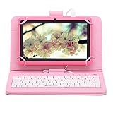 iRULU eXpro X1 7 Inch Quad Core Google Android Tablet PC, 1024x600 Resolution, Wi-Fi, Games, Dual Cameras, 8GB Nand Flash with keyboard (Pink Tablet)