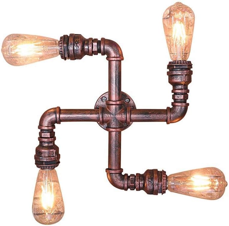 Lámpara de Pared Retro Tubería de Agua Rústica Industrial 4 Luces Luz
