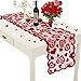 Mosoan Valentines Day Decor Table Runner - 13 x 72 Inch Red Lace Table Runner for Wedding Party, Valentines Decorations - Valentines Day Decor Home Romantic Decorations Heart Shaped Table Runner