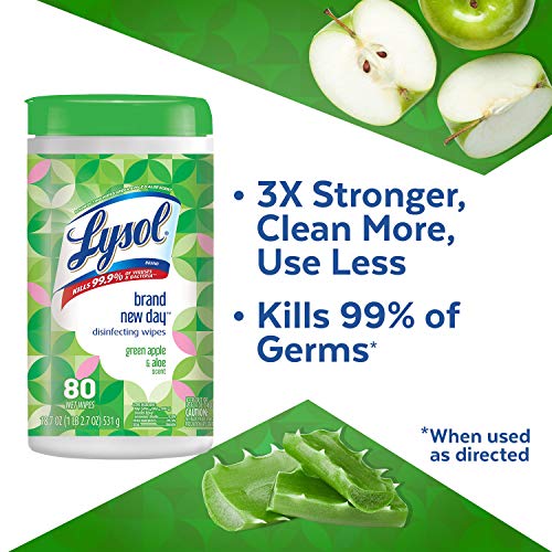 Lysol Disinfecting Wipes, Green Apple & Aloe, 80 Count Pricepulse