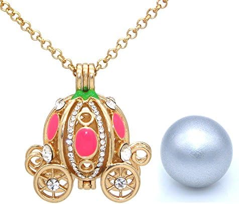 Crystal Pumpkin Carriage Pendant Necklace Aromatherapy Essential Oil Diffuser Locket Jewelry With 1 Bell