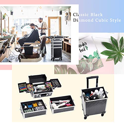 Stagiant Rolling Makeup Train Case Large Storage Cosmetic Trolley 4 in