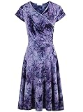 Women's Crossover V Neck Cap Sleeve Fit and Flared Wrap Dress