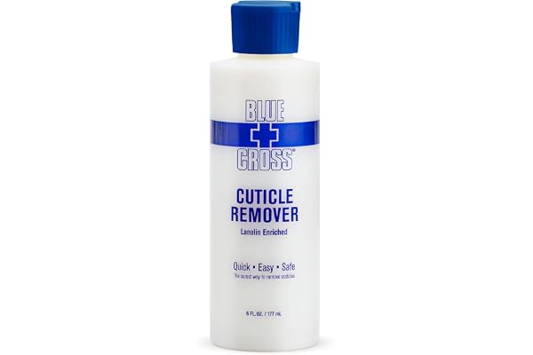 Cuticle Remover & Softener Liquid for Nails – Blue Cross Professional Nail Care with Lanolin, Hydrating Treatment for Dry Cuticles & Hangnails, Made in USA, 6oz
