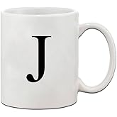 J Initial Monogram Personalized Letter J Ceramic Mug Coffe Cup Holiday Christmas Hanukkah Gift For Men & Women