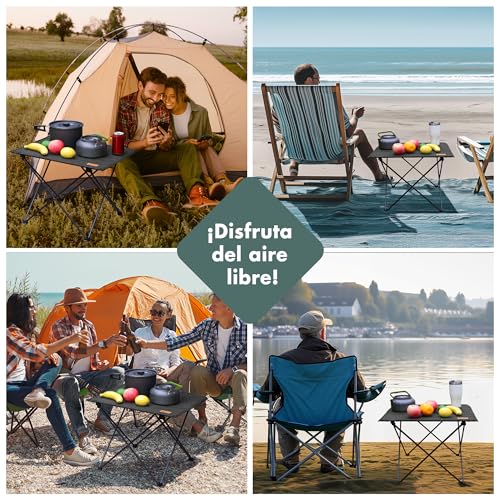 VILLEY Portable Folding Camping Table, Ultralight Outdoor Table with Bag, Aluminum and Oxford Fabric, for Picnic, Hiking and Outdoor Activities