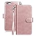 iPhone 7 Case, Vofolen 2 in 1 iPhone 7 Wallet Case Card Holder Slot Folio PU Leather Pocket Holster Detachable Magnetic Slim Cover Protective Hard Shell Wrist Strap Flip Case for iPhone 7 (Rose Gold)