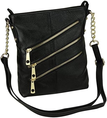 Womens Black Quality Fashion Cowhide Genuine Leather Cross Body Shoulder Bag Purse
