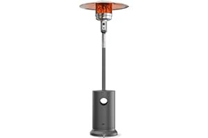 EAST OAK 50,000 BTU Patio Heater for Outdoor Use With Round Table Design, Double-Layer Stainless Steel Burner and Wheels, Outdoor Patio Heater for Home and Commercial, Gray, 31.9 x 31.9 x 86.6 inches