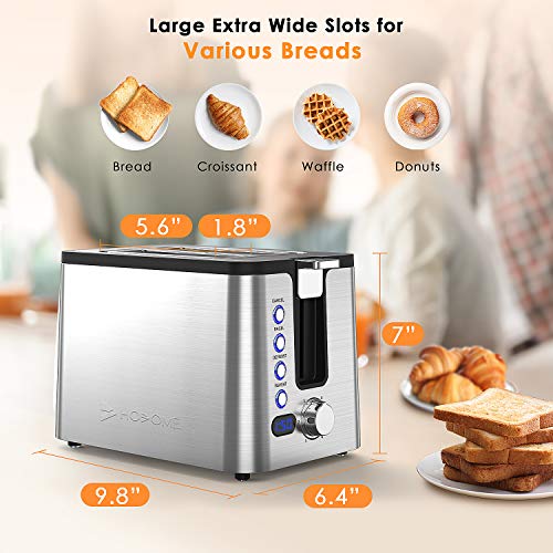 2 Slice Toaster, Hosome Stainless Steel Bread Bagel Toaster Extra Wide