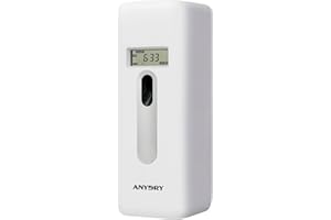 Anydry Automatic LCD Air Freshener Dispenser Wall Mount or Free Standing, Programmable Spray for Bathroom Home Office Hotel Commercial Use, Compatible with Glade Refills, White