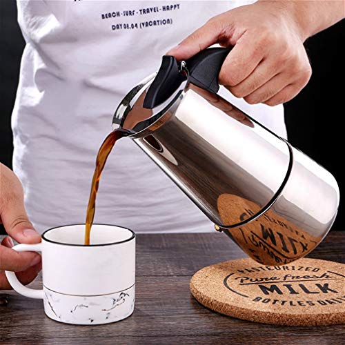 Edelstahl Mokkakanne Espressokocher Herd Kaffeemaschine Espressokocher Herdplatte mit Filter 300 ml / 6 Tassen, 450 ml… – Bild 3