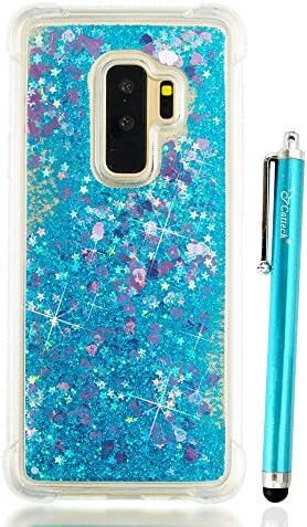 S9 Plus Case Glitter, Cattech Liquid Bling Sparkle Shiny Moving Quicksand - Slim Clear TPU Bumper Non-slip Grip Phone Shockproof Protective Cover for Samsung Galaxy S 9 Plus + Stylus (Blue)