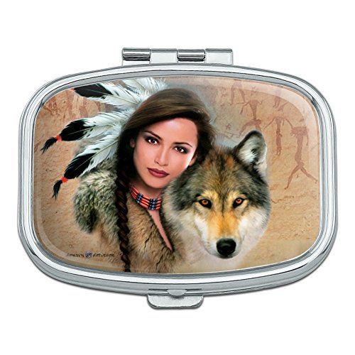 Spirit of The Wolf Native American Rectangle Pill Case Trinket Gift Box