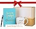 Inspirational Gift Set - Leather Notebook Journal, Table Sign, Mug and Stylish Executive Pen - “Awesome, Beautiful & Charming” Design