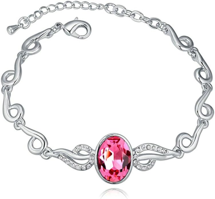 Aooaz White Gold Plated Bracelet For Women, Wedding Chain Bracelets CZ Crystal Zirconia, Oval Classic