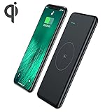 10000mAh Wireless Portable Charger Power Bank, Ultra Slim Qi Wireless Charging Pad with Over-Charge Protection and Dual USB Port, Compatible with iPhone 8/8 Plus, iPhone X. Samsung Galaxy S7/S8/S9