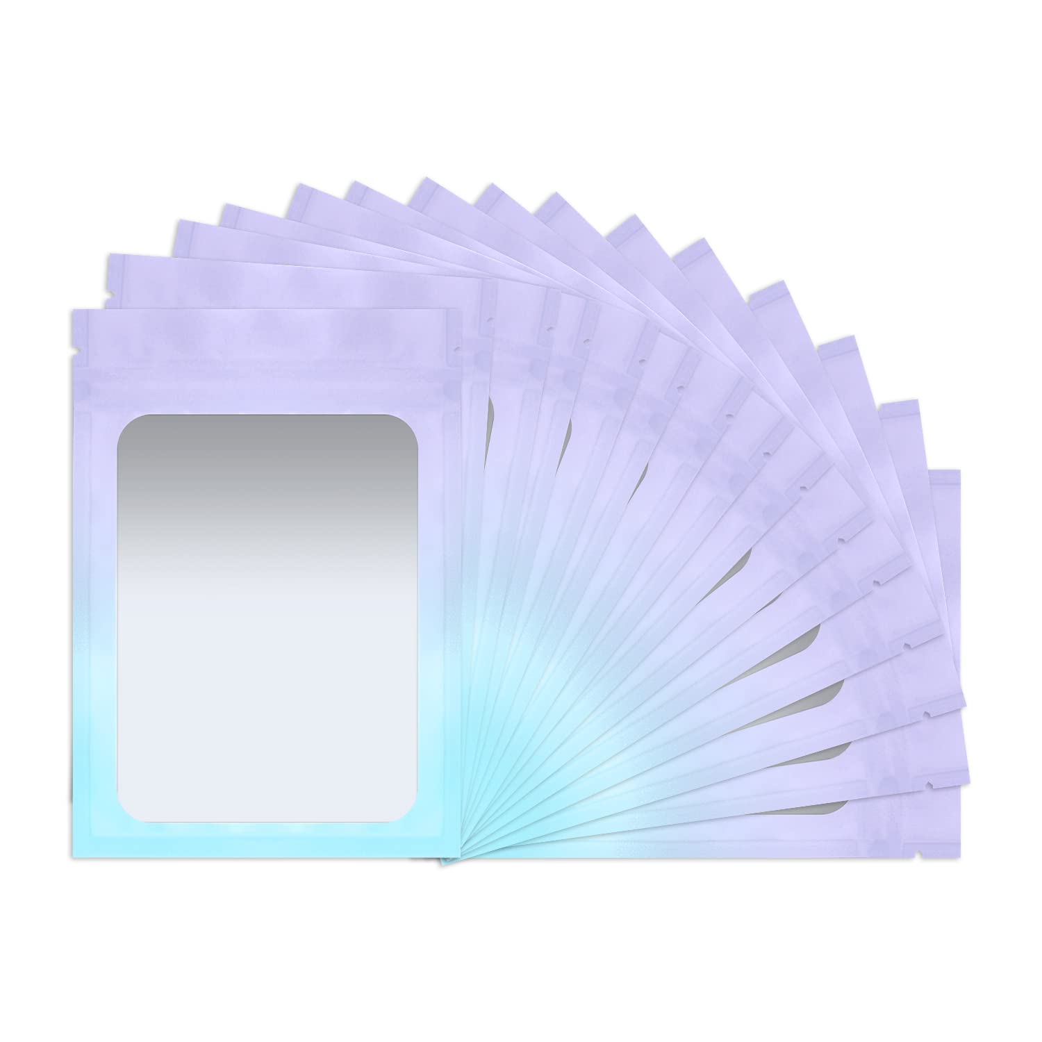 Photo 1 of 100 Pack Smell Proof Bags 3.3 x 5.1 Inch Mylar Bags with Clear Window Foil Pouch Bag Flat Bag Matte Gradient Color