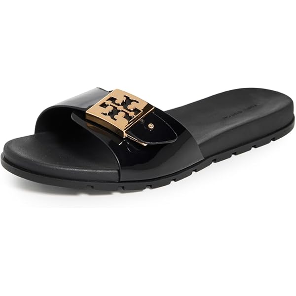 Amazon.com | Stuart Weitzman Womens Poppy Slide Black/Silver Shade