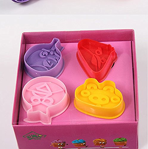 4Pcs Plunger angry birds cookie Cutters biscuit embossing Mold cake decorating supplies Fondant embosser Decor edible Anyana baking stamp christmas fall pie crust decoration