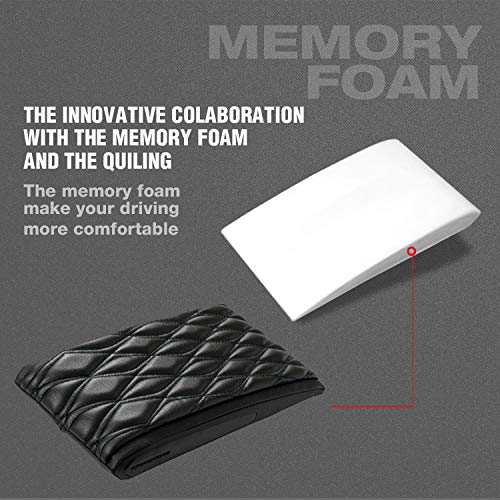 KMMOTORS Quilting Memory Form Officially Licensed Custom Auto Armrest Cushion Center Consoles Rest for Car Motor Auto Vehicle (Artificial Leather) - Thumbnail 3