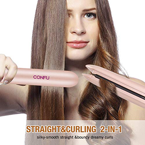 Hair Straightener and Curler Pro Ceramic Tourmaline Ionic Flat Irons Fast Heat Up Hair Styling Adjustable Temp LED Display Auto Shut Off Worldwide Dual Voltage Incl Glove Ideal for Travel