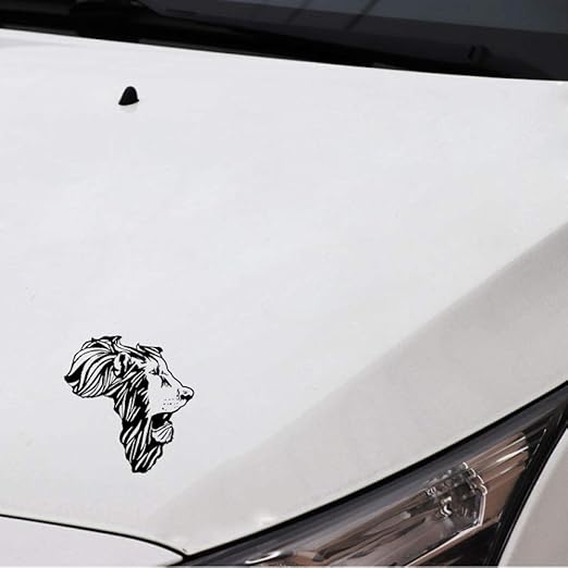 Amazon Djskhf 16 8cm 17 9cmライオンアフリカ地図サファリ動物の頭デカールビニールクリエイティブカーステッカー 車の傷を カバー 隠す Black X 5pcs 壁紙