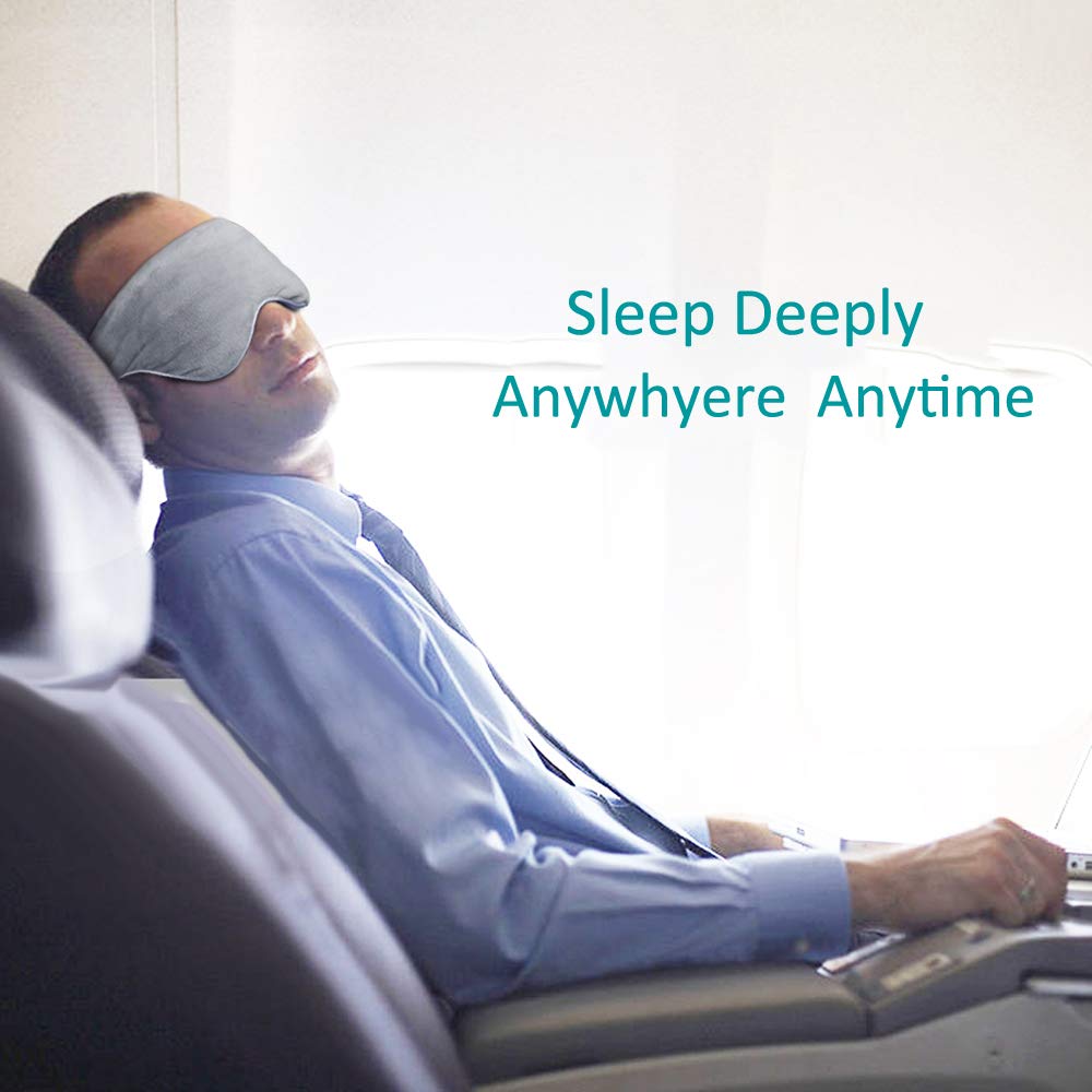 Weighted Eye Mask Pillow Adjustable Strap Blackout Eyeshade Luxury Plush Fabric Soft Breathable Cotton and Premium Glass Beads for Travel Nap