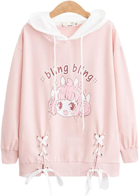 Fashiononly Kawaii Cute Cartoon Girl Print Sweet Style Hooded Sweatshirts: Amazon.ca: Clothing 