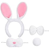 BAOPLAYKIDS Bunny Costume Set Bunny Ears Headband Bow Ties Tail and Nose for Women Adults Easter Halloween Party Cosplay
