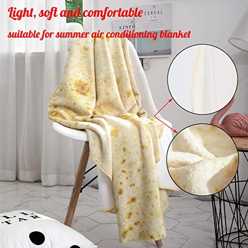 Hayousui Burrito Tortilla Blanket,Tortilla Throw Blankets Giant Burritos Wrap Blanket, Comfort Round Food Blanket for Kids and Adults (60 inches)