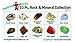 Rock and Mineral Collection 10 piece Mix #1, in Special Box with 27 page Rock Identification Book and Educational ID card, includes Shark Teeth, cut Geode, Red Tiger Eye and more!