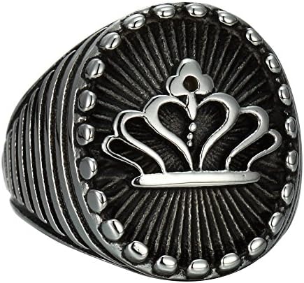 MOKING Jewelry Vintage Silver Black Knight Royal King Crown Rings Stainless Steel For Men (11)