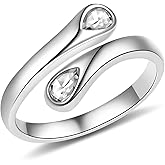 Fookduoduo Sterling Silver Adjustable Thumb Birthstone Rings for Women Promise Love Pinky Ring for Her Birthday Gifts Jewelry