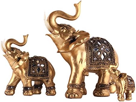 TOUCH MISS Golden Thai Elephant With Trunk Raised Collectible Figurines (Small)