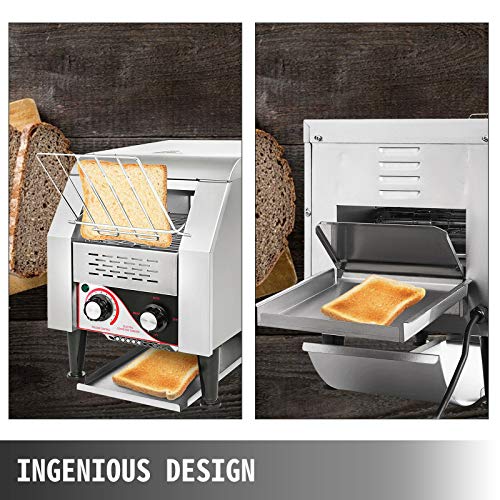 VEVOR Commercial Conveyor Toaster, 150 Slices / Hour, 1340W Stainless Steel Heavy Duty
