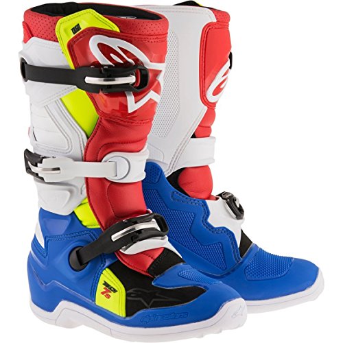 Alpinestars Unisex-Child Tech 7S Youth Boots (Blue/White/Red/Yellow, Size 5)