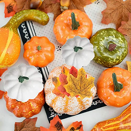86pcs Thanksgiving Decorations，Simulation Pumpkin Golden Autumn Mini Pumpkin Set Halloween Pumpkin Thanksgiving Decoration Pumpkin Pine Cones Acorns Maple Leaf Prop