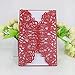 WOMHOPE® 50 Pcs - Large Rose Hollow Laser Cut Wedding Invitation Lace Shimmer Party Invitations Cards Birthday Invitations Cards Wedding Favors (Red (White Inner Sheet))