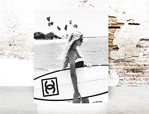 Fashion wall pop art print - Photography - Chanel Surfer Girl - Chic Glam Vogue poster on Fine Art Paper 1037