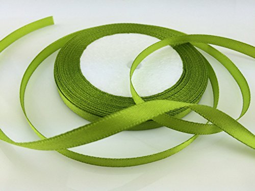 Solid Color Satin Ribbon 1/4,25yds (olive green) by long teng