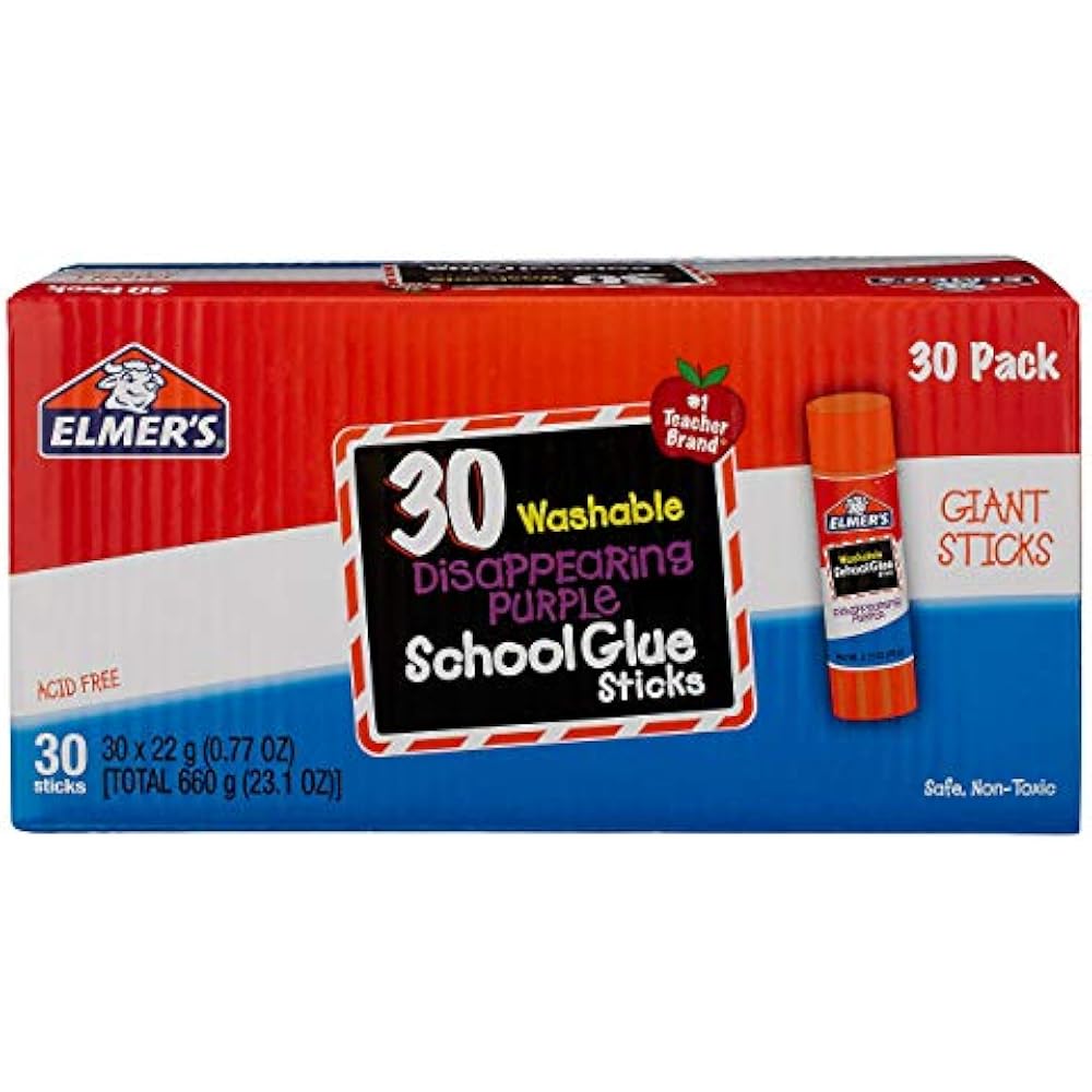 Elmer&39s Glue Stick (E579), Disappearing Purple, 30 Sticks (Jumbo