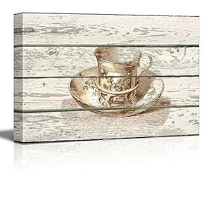 Teacup and Saucer Engraving Artwork Rustic
