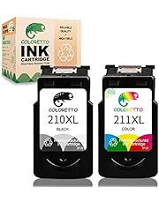 COLORETTO Remanufactured Printer Ink Cartridge Replacement for Canon pg-210XL，CL-211XL 211XLto use with MP230 MP240 MP250 MP260 MP270 MP280 MP480 MP490 MP495 MP499 MX320 MX330(1Black+1Color)combo pack
