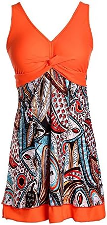 Labaqiangj One Piece Shaping body Floral Swimwear Plus Size Bathing suit for Women Lily Orange5XL(US 30W- 32W)