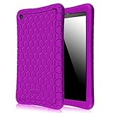Fintie Silicone Case for Amazon Fire HD 8 (Previous Generation - 6th) 2016 release - [Honey Comb Series] Light Weight Anti Slip Shockproof Kids Friendly Cover (NOT Fit All-New Fire HD 8 2017), Purple