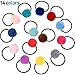 BBTO 28 Pieces Pom Balls Elastic Hair Ties Solid Fur Ball Hair Bands Ponytail Hair Accessories for Girls Favor, Assorted Colors for Halloween Party